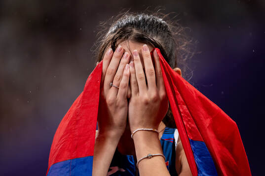 Angelina Topic of Serbia celebrate in women's high jump