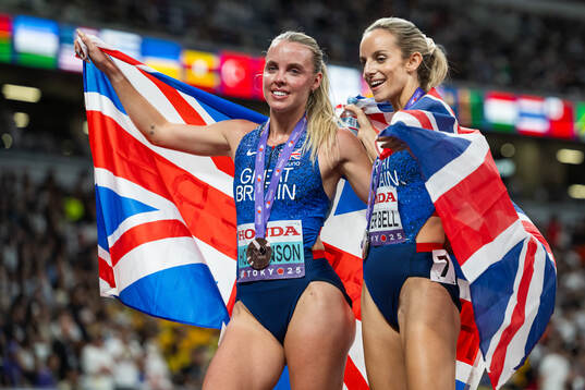 Keely Hodgkinson and Georgia Hunter Bell of Great Britain