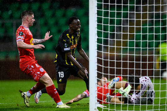 John Paul Dembe of Häcken looks dejected