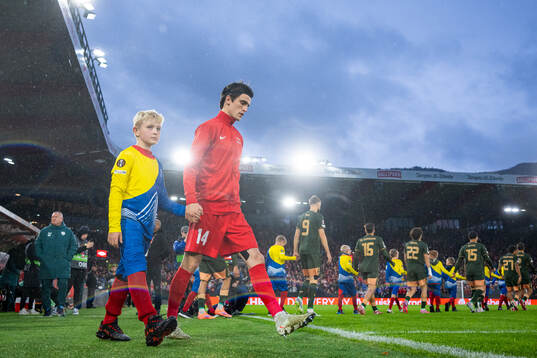Ulrik Mathisen of Brann enters the pitch