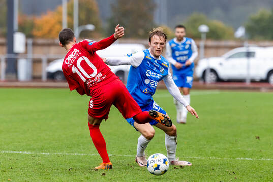 Utsiktens Arian Kabashi och Oddevolds Gabriel Sandberg