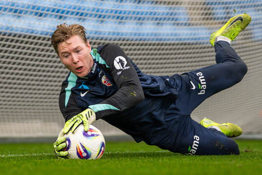 Goalkeeper Mathias Dyngeland of the Norwegian national