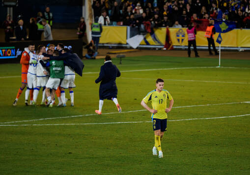 Viktor Gyökeres of Sweden looks dejected