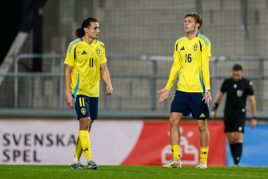 Amin Boudri and Lukas Björklund of Sweden look dejected