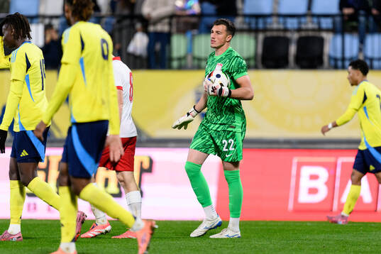 Goalkeeper Marcel Lubik of Poland