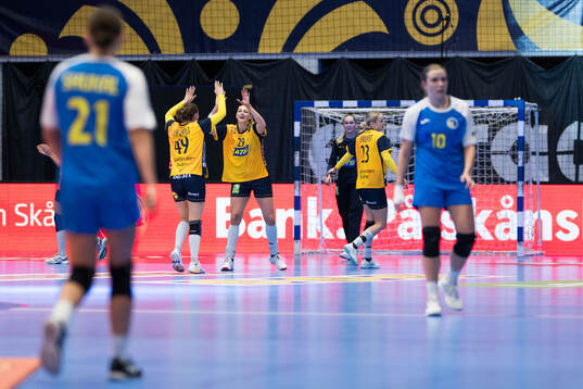 Kristin Thorleifsdottir of Sweden celebrates