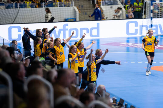 Players of Sweden celebrate