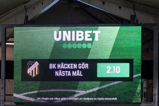 Unibet spelodds syns på en ledskärm