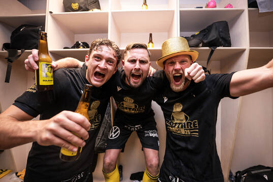 Mjällbys Ludvig Tidstrand, Axel Norén och målvakt