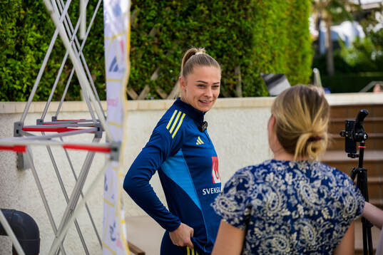 Fridolina Rolfö is interviewed by the media