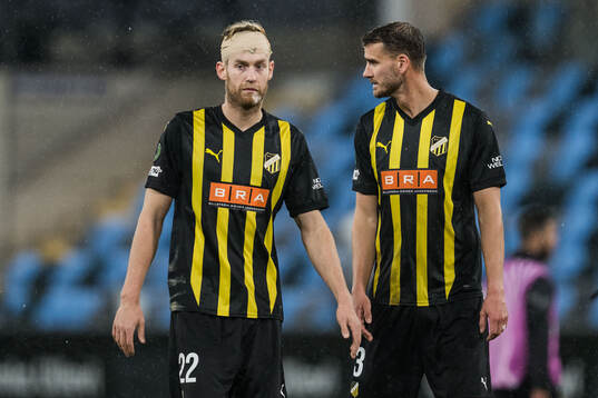 Filip Helander and Johan Hammar of Häcken look dejected