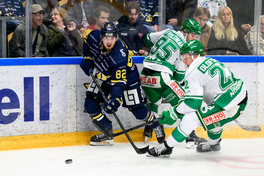 HV71s Santeri Hatakka och Rögles Mark Friedman och Fredrik