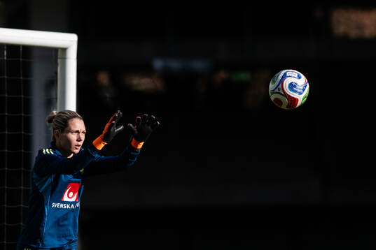 Goalkeeper Jennifer Falk of the Swedish women's national