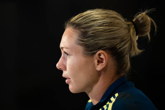 Goalkeeper Jennifer Falk of the Swedish women's national