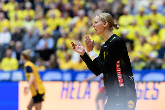 Goalkeeper Johanna Bundsen of Sweden celebrates