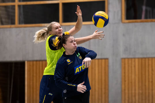 Thea Kylberg and goalkeeper Filippa Idéhn of Sweden of the