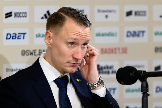 Head coach Mikko Riipinen of Sweden at a press conference