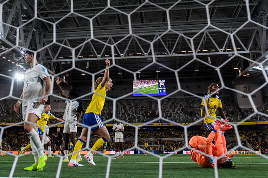 Linda Sembrant of Sweden celebrates the 2-1 goal by Rosa