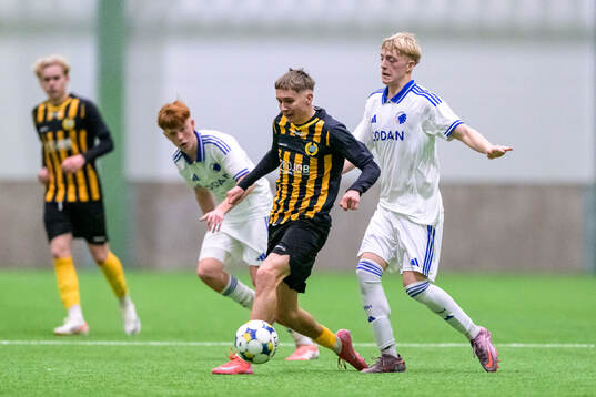 Hammarbys Hugo Hoffsten och FC Köpenhamns Teo Reeh
