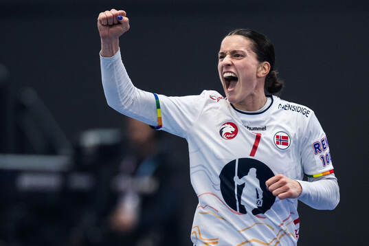 Stine Ruscetta Skogrand of Norway celebrating