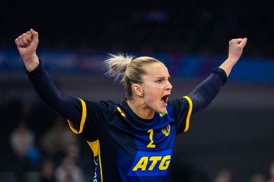 Clara Lerby of Sweden celebrates