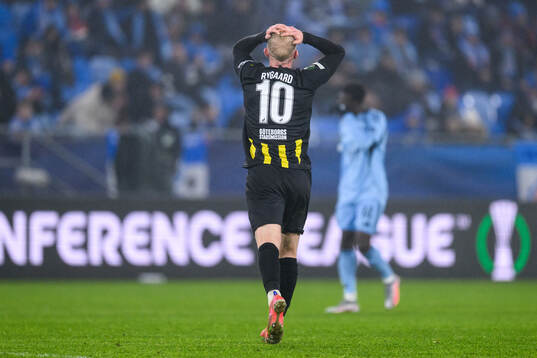 Mikkel Rygaard Jensen of Häcken reacts