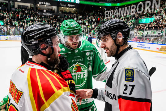 Brynäs Johan Larsson och Rögles Dennis Everberg och