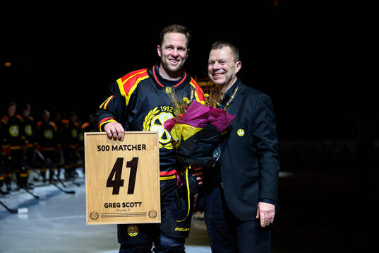 Brynäs Greg Scott uppmärksammas för 500 matcher av