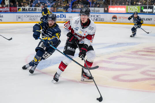 HV71s Riley Woods och Malmö Redhawks Thomas Berg Paulsen