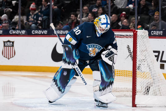 Goaltender Petteri Rimpinen of Finland