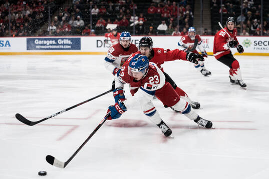 Tomas Galvas of Czech Republic and Tij Iginla of Canada