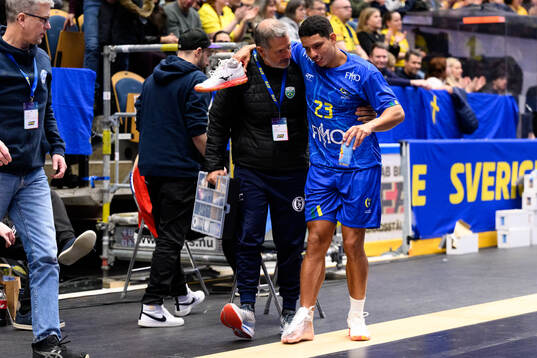 Marcos Antonio da Silva of Brazil in pain