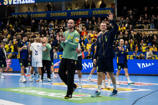 Goalkeeper Fabian Norsten and Felix Claar of Sweden