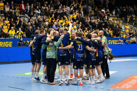 Players of Sweden celebrate
