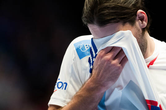 Julien Bos of France looks dejected