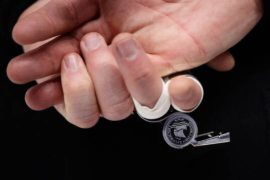 A referee with a whistle