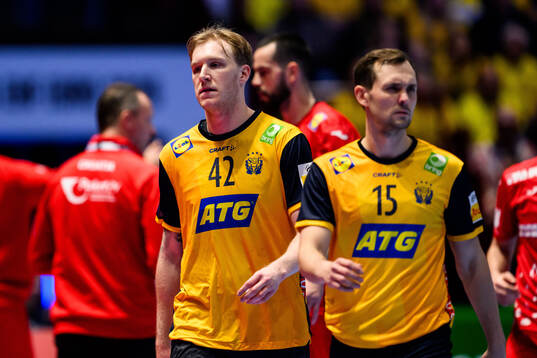 Eric Johansson and Hampus Wanne of Sweden looks dejected
