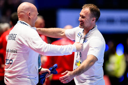 Head coach Michael Apelgren of Sweden celebrates