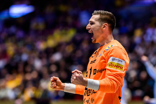 Goalkeeper Dominik Kuzmanovic of Croatia celebrates