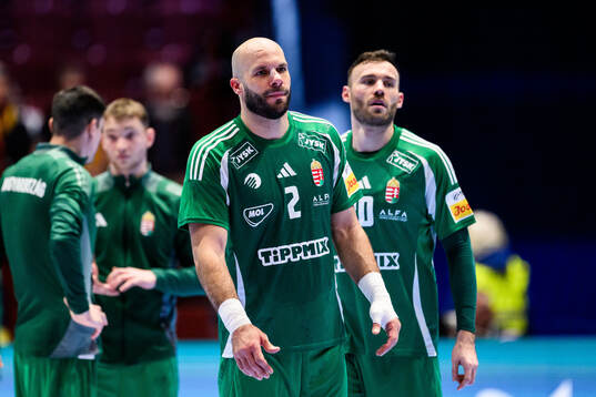 Adrian Sipos of Hungary looks dejected afterthe EHF