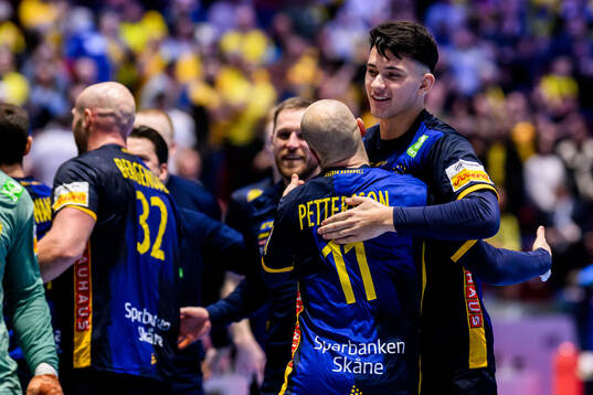 Daniel Pettersson and Nikola Roganovic of Sweden celebrate
