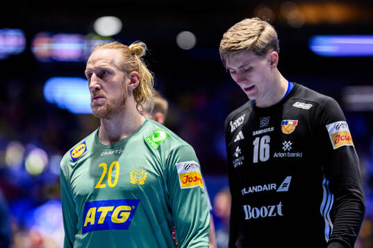 Goalkeeper Mikael Appelgren of Sweden and goalkeeper Viktor