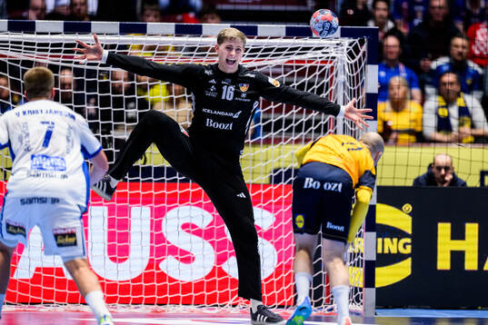 Goalkeeper Viktor Hallgrimsson of Iceland and Daniel