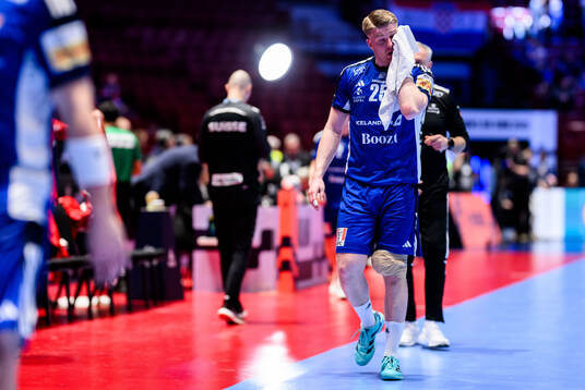 Haukur Thrastarson of Iceland looks dejected