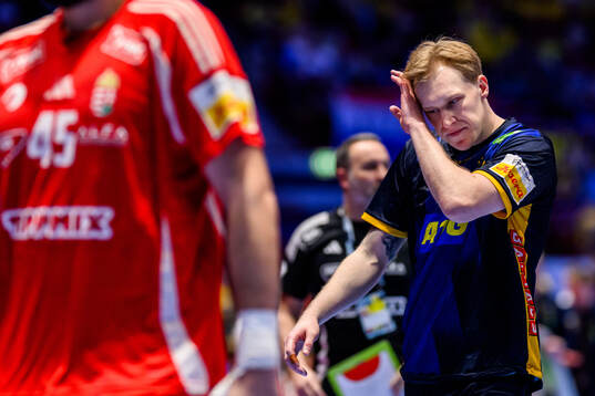 Eric Johansson of Sweden looks dejected