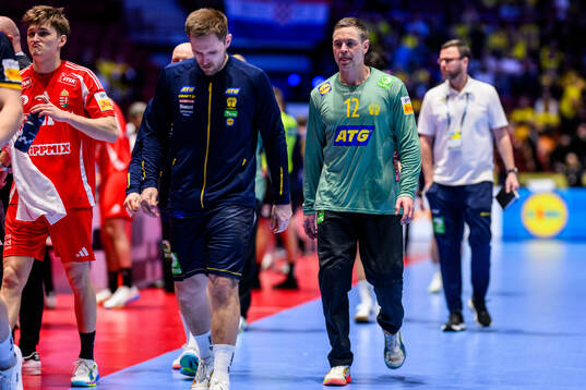 Goalkeeper Andreas Palicka of Sweden looks dejected