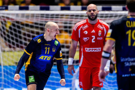 Daniel Pettersson of Sweden celebrates and Adrian Sipos of