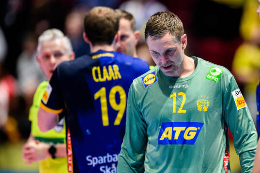 goalkeeper Andreas Palicka of Sweden looks dejected