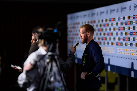 Jim Gottfridsson of Sweden is being interviewed