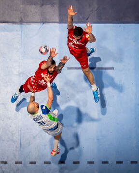 Borut Mackovsek of Slovenia against Leon Susnja and Marko